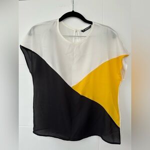 Women's Colorblock Top - Black, White, and Yellow